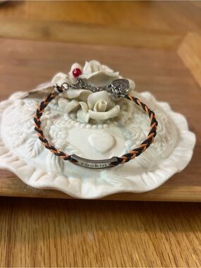 Rockin Braided Charm Bracelet Black Orange
